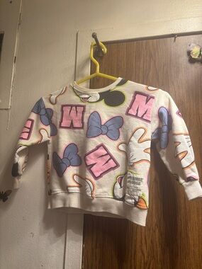 Disney Cream Sweatshirt with Pink Letters & Blue Bows
